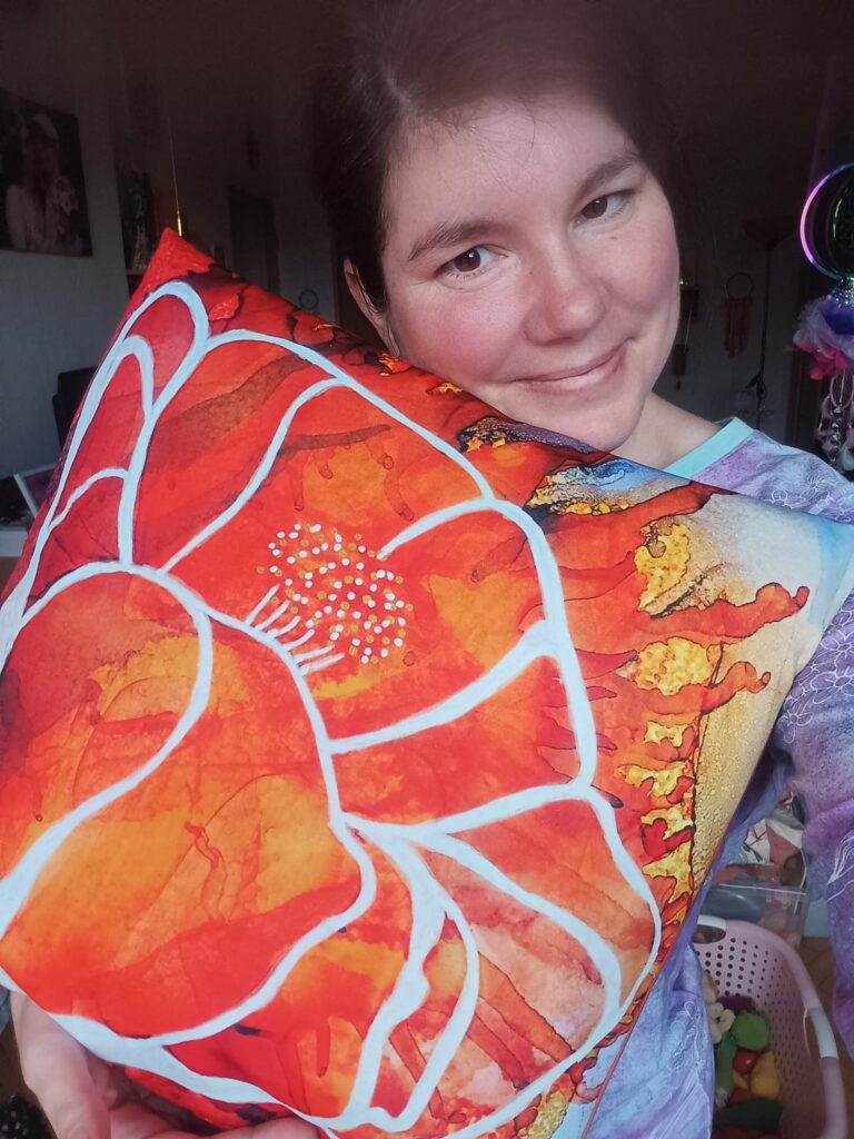 polštář oranžový květ